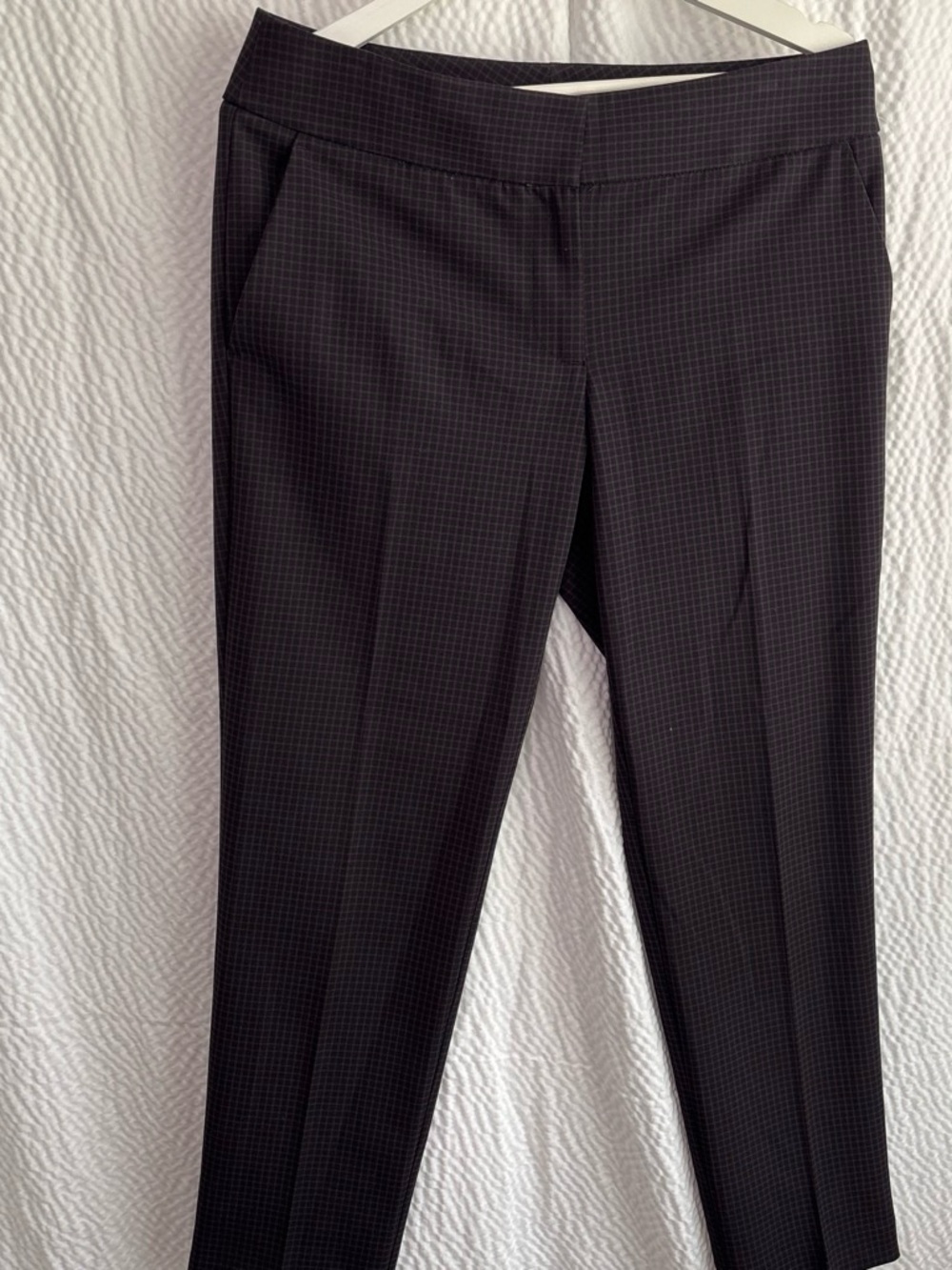 LOFT Black Micro-Check Straight Leg Dress Pants